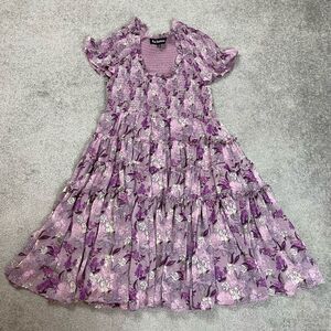 En Saison Luiciate Floral Lavender Smocked Bodice Mini Dress Women’s Small NWOT
